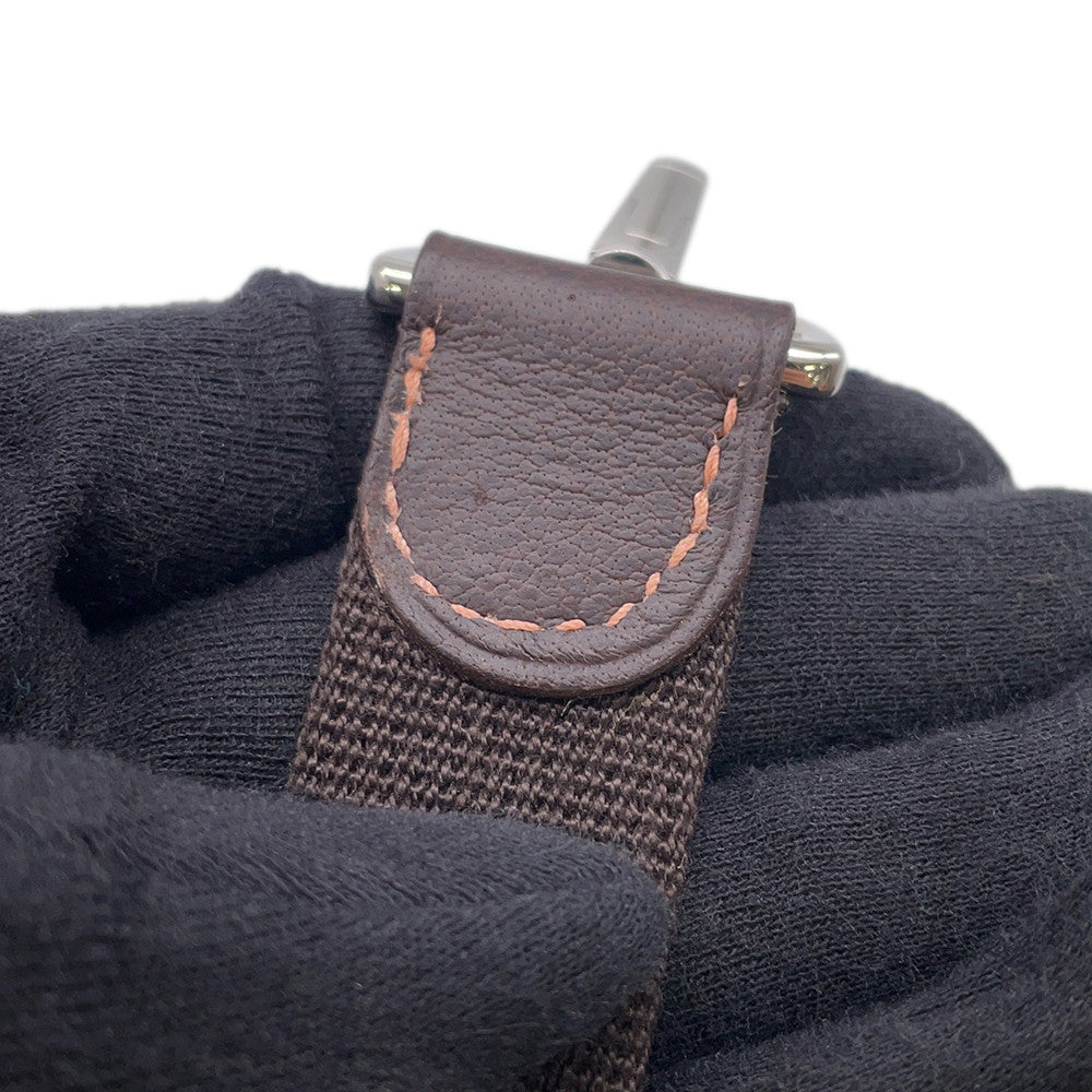 HERMES Garden Party Strap Marron Leather Canvas