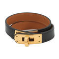HERMES Kelly Bracelet Size S Black Swift Leather