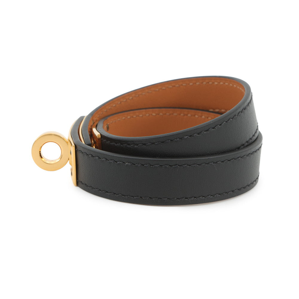 HERMES Kelly Bracelet Size S Black Swift Leather