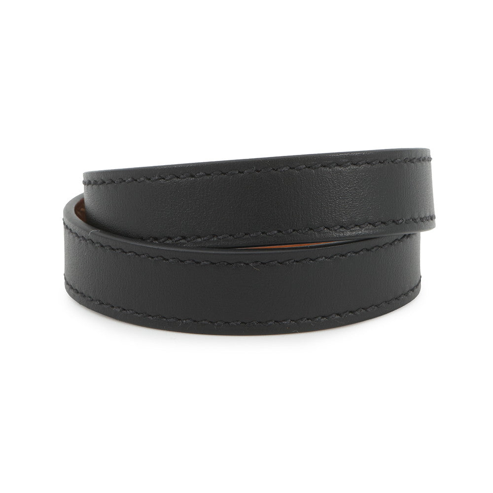 HERMES Kelly Bracelet Size S Black Swift Leather
