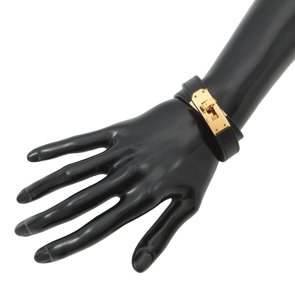 HERMES Kelly Bracelet Size S Black Swift Leather
