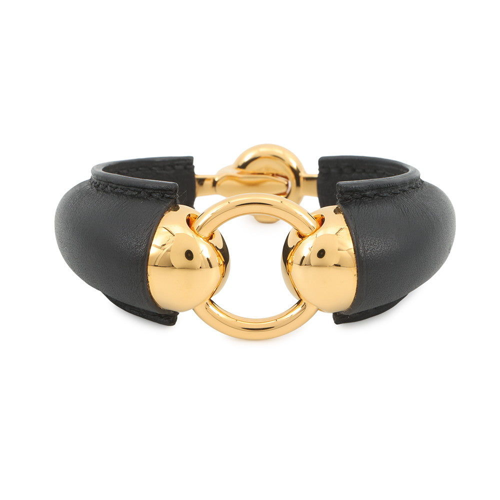 HERMES Epure Eskettle Bracelet Black Swift Leather