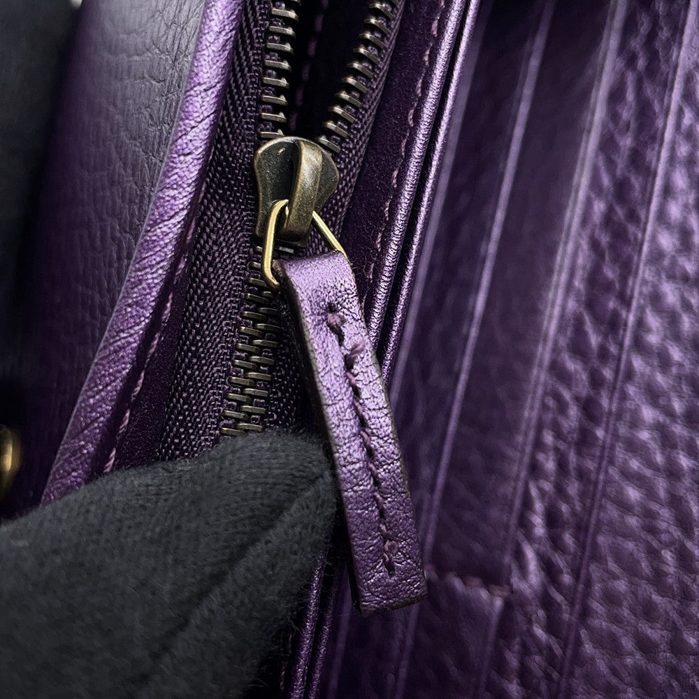 GUCCI Continental wallet Purple245739 496085 Leather