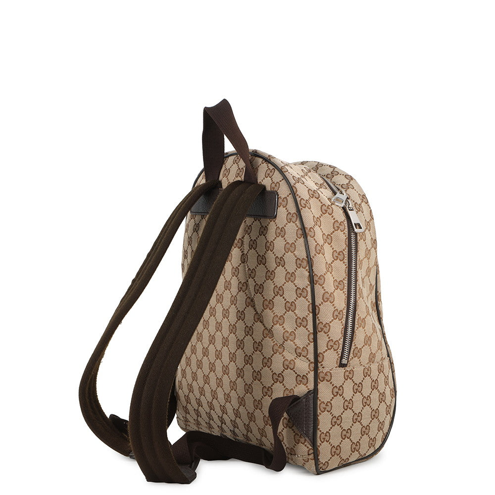 GUCCI GG Canvas Backpack Beige/Brown449906 493075 GG Canvas Leather