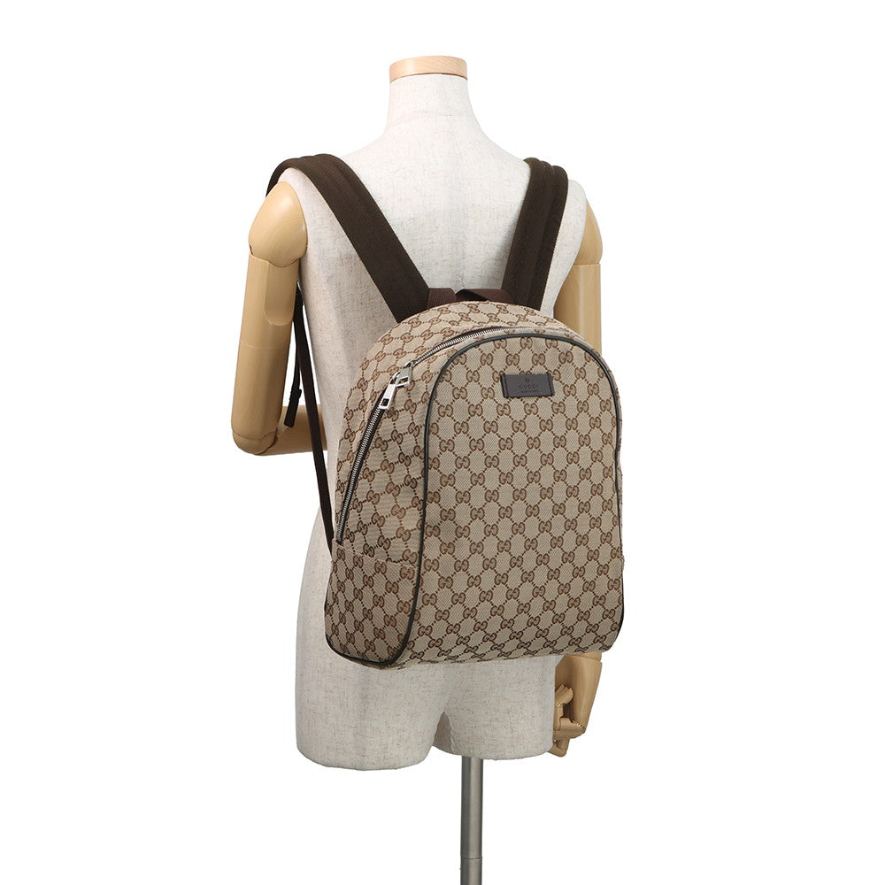 GUCCI GG Canvas Backpack Beige/Brown449906 493075 GG Canvas Leather