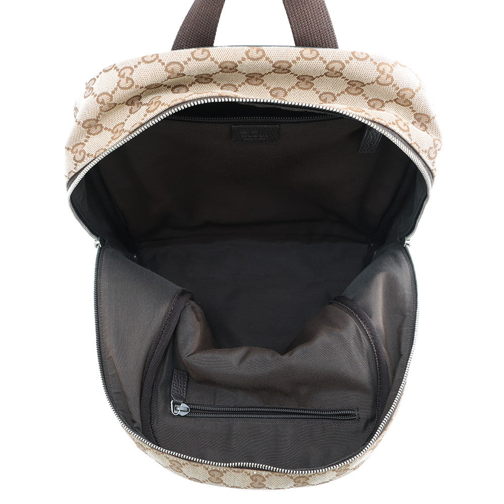 GUCCI GG Canvas Backpack Beige/Brown449906 493075 GG Canvas Leather