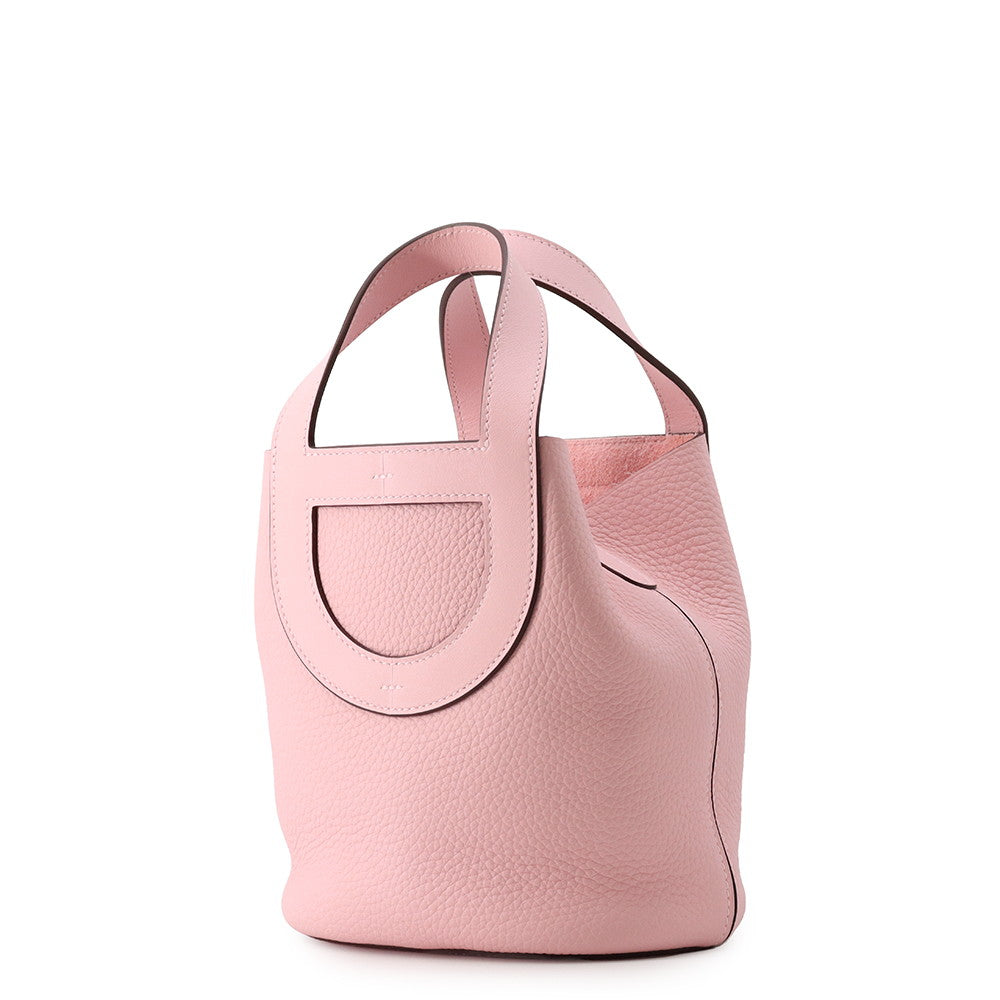 HERMES in-the-loop Tote Bag Rose Sakura Taurillon Clemence Swift Leather Size 18