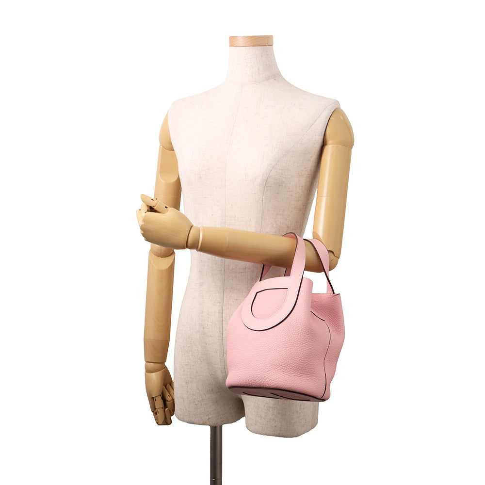 HERMES in-the-loop Tote Bag Rose Sakura Taurillon Clemence Swift Leather Size 18