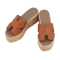 HERMES Eze 30 Sandals Natural Leather cork Size 36