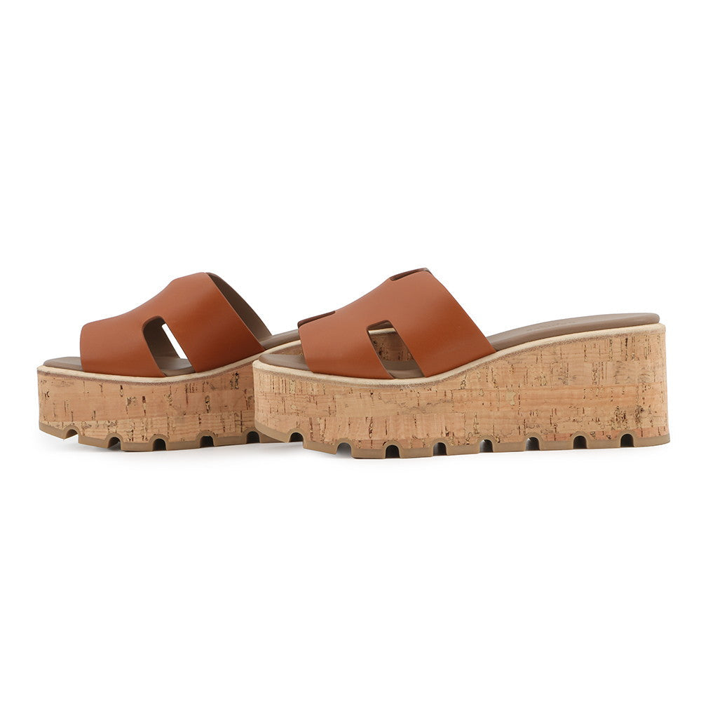 HERMES Eze 30 Sandals Natural Leather cork Size 36