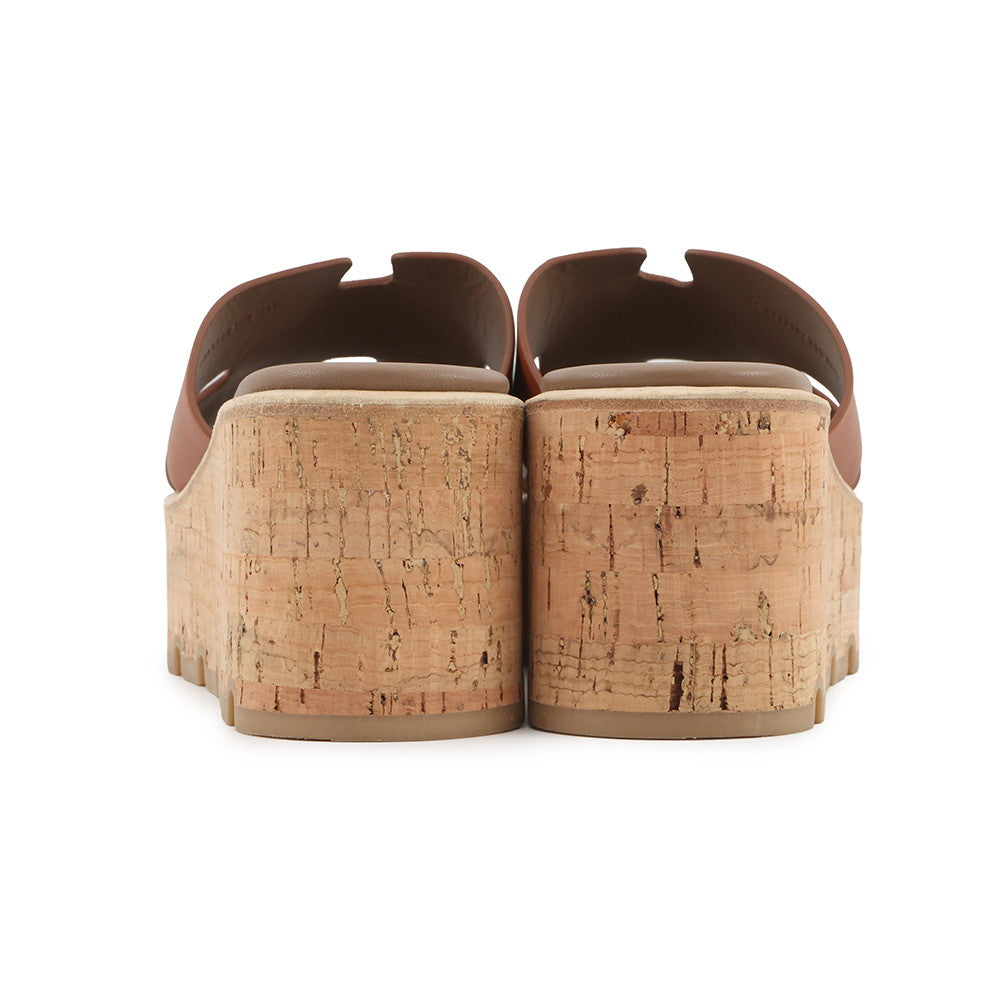 HERMES Eze 30 Sandals Natural Leather cork Size 36
