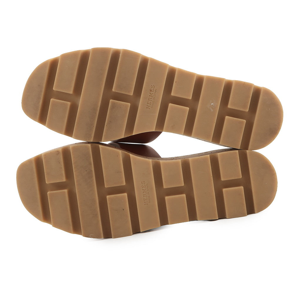 HERMES Eze 30 Sandals Natural Leather cork Size 36