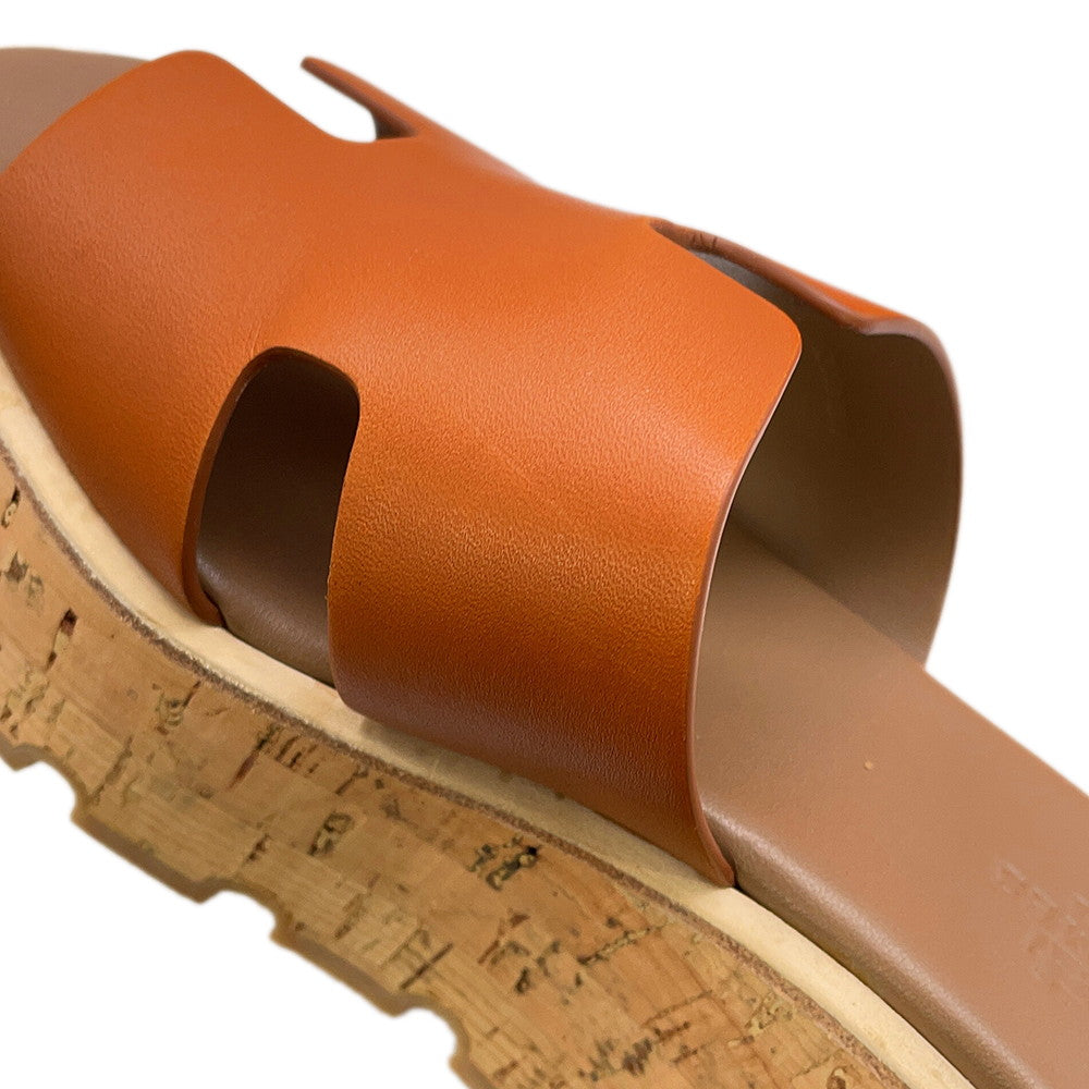 HERMES Eze 30 Sandals Natural Leather cork Size 36