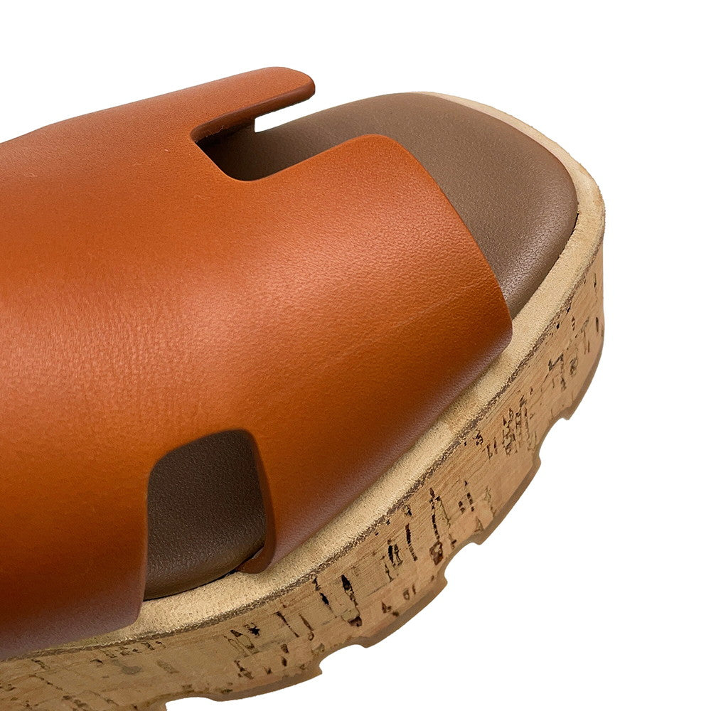 HERMES Eze 30 Sandals Natural Leather cork Size 36