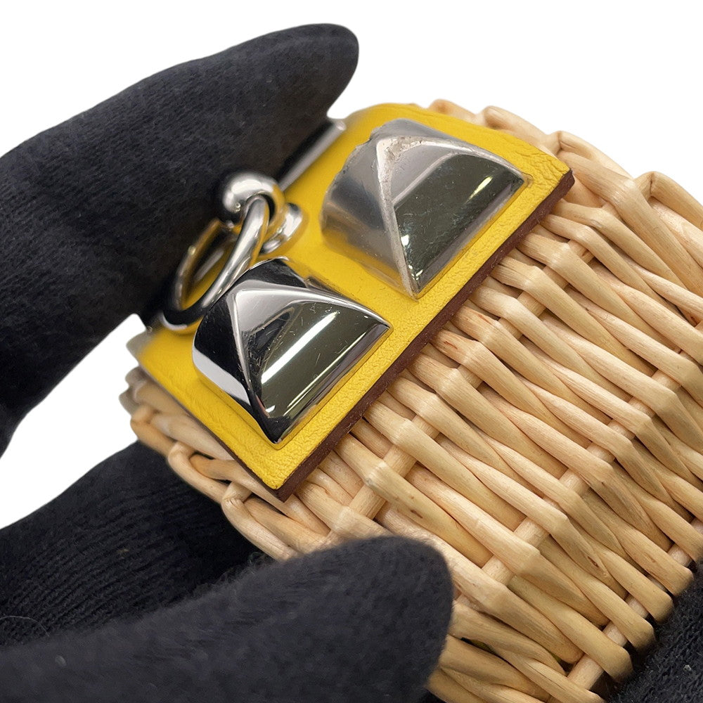 HERMES Medor Picnic Bangle Size T2 Lime Swift Leather Rattan