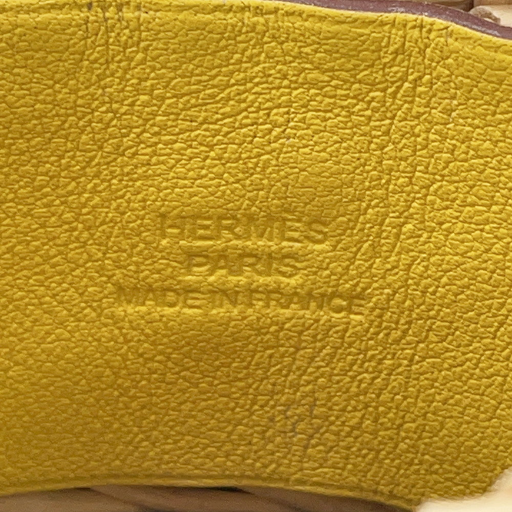 HERMES Medor Picnic Bangle Size T2 Lime Swift Leather Rattan