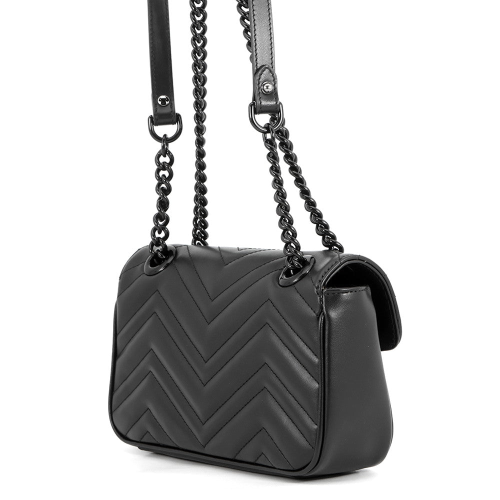 GUCCI GG Marmont Small Shoulder Bag Black446744 Leather Size Small