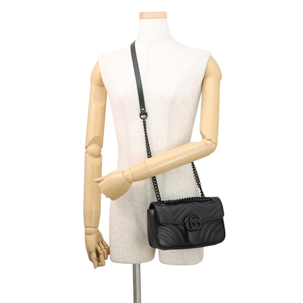 GUCCI GG Marmont Small Shoulder Bag Black446744 Leather Size Small
