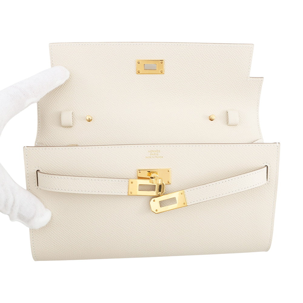 HERMES Kelly wallet long to go Craie Epsom