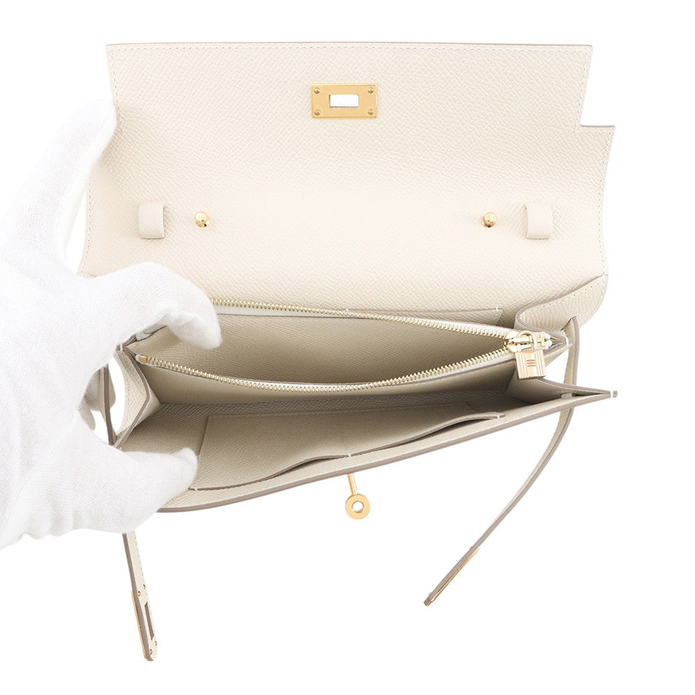 HERMES Kelly wallet long to go Craie Epsom