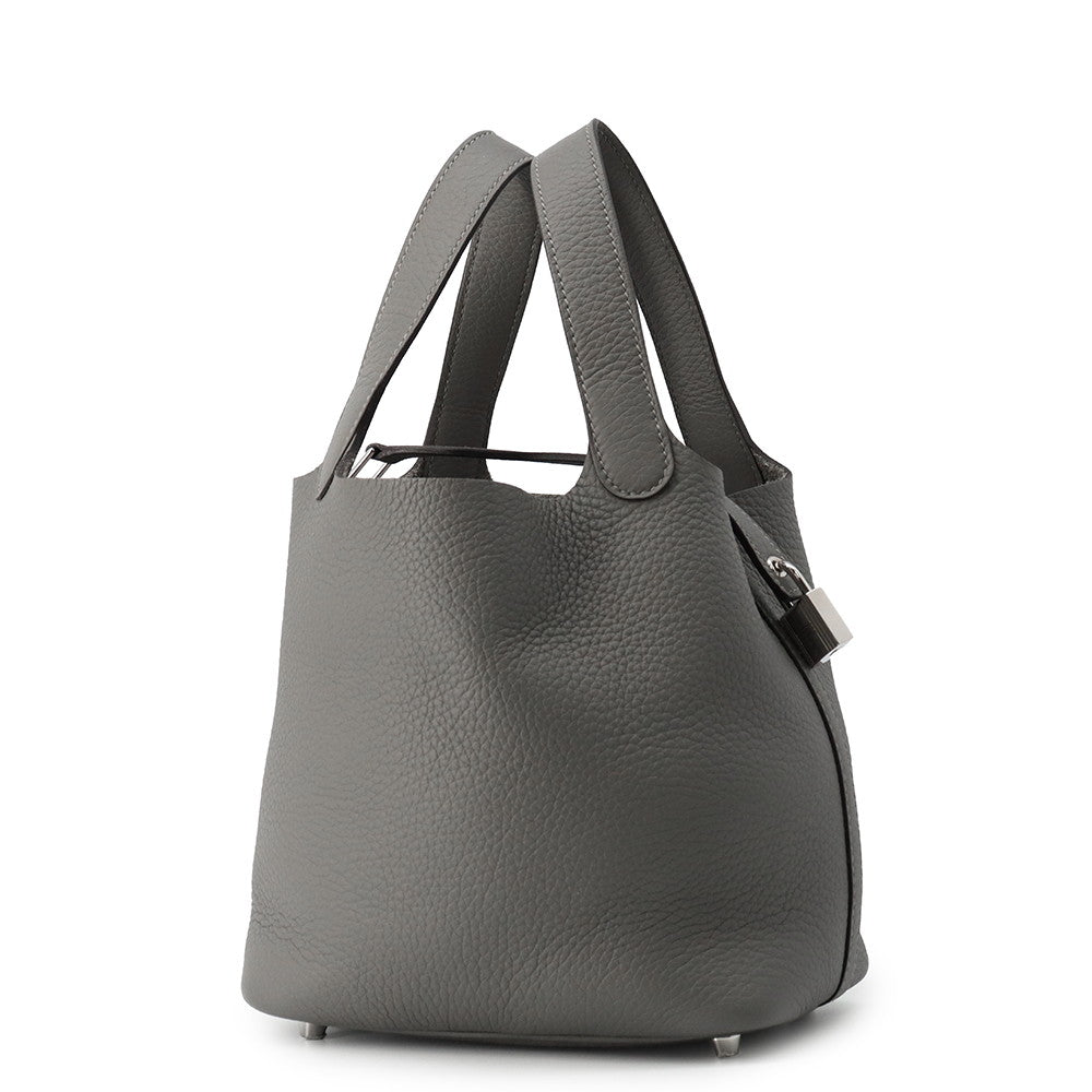 HERMES Picotin Lock Gris Meyer Taurillon Clemence Size PM