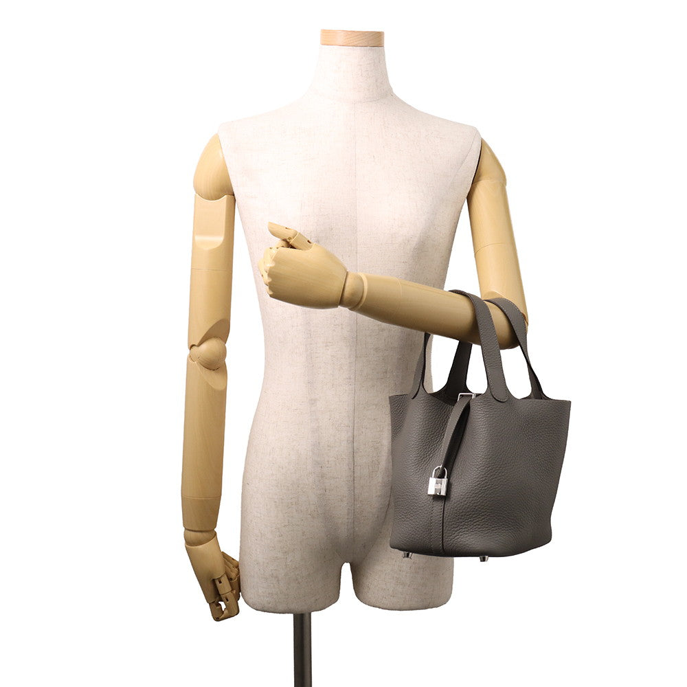 HERMES Picotin Lock Gris Meyer Taurillon Clemence Size PM