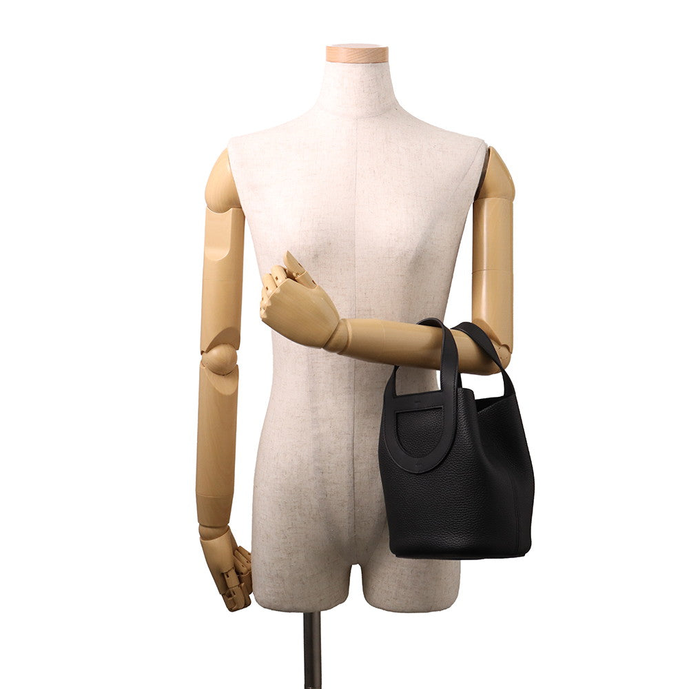 HERMES in-the-loop Tote Bag Black Taurillon Clemence Swift Leather Size 18