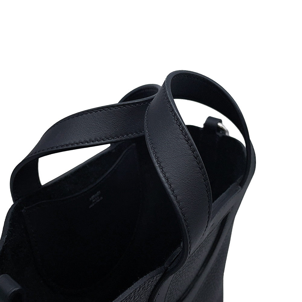 HERMES in-the-loop Tote Bag Black Taurillon Clemence Swift Leather Size 18