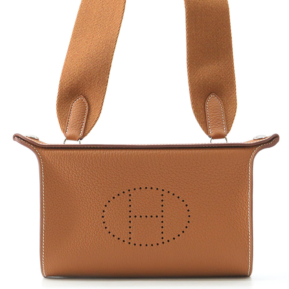 HERMES Videpoches Shoulder Bag Gold Togo Leather