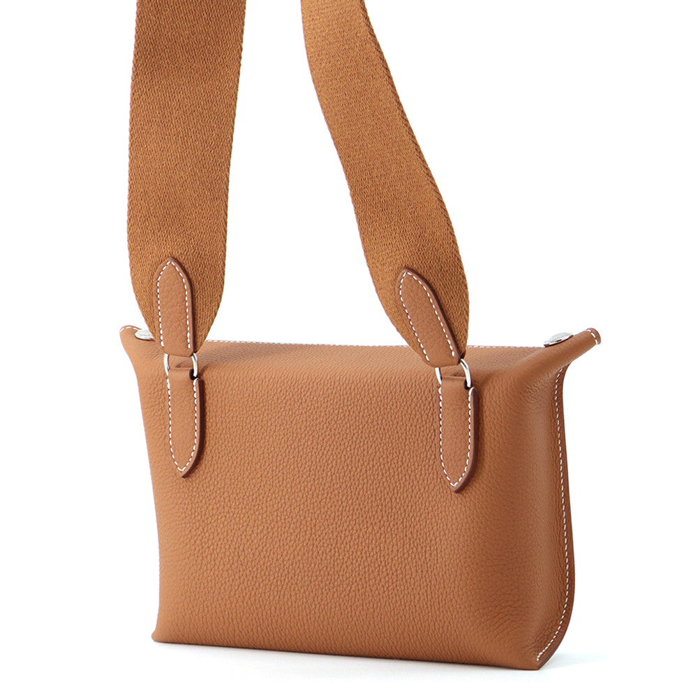HERMES Videpoches Shoulder Bag Gold Togo Leather