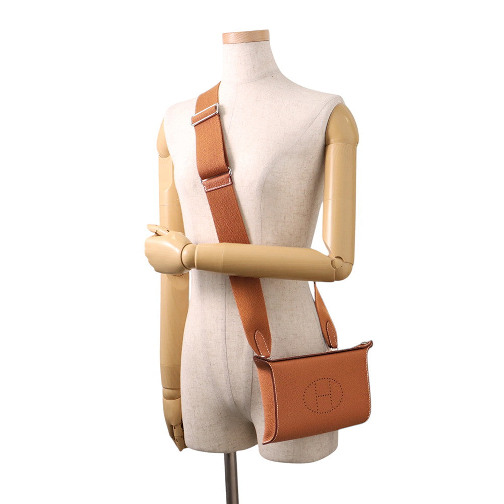 HERMES Videpoches Shoulder Bag Gold Togo Leather