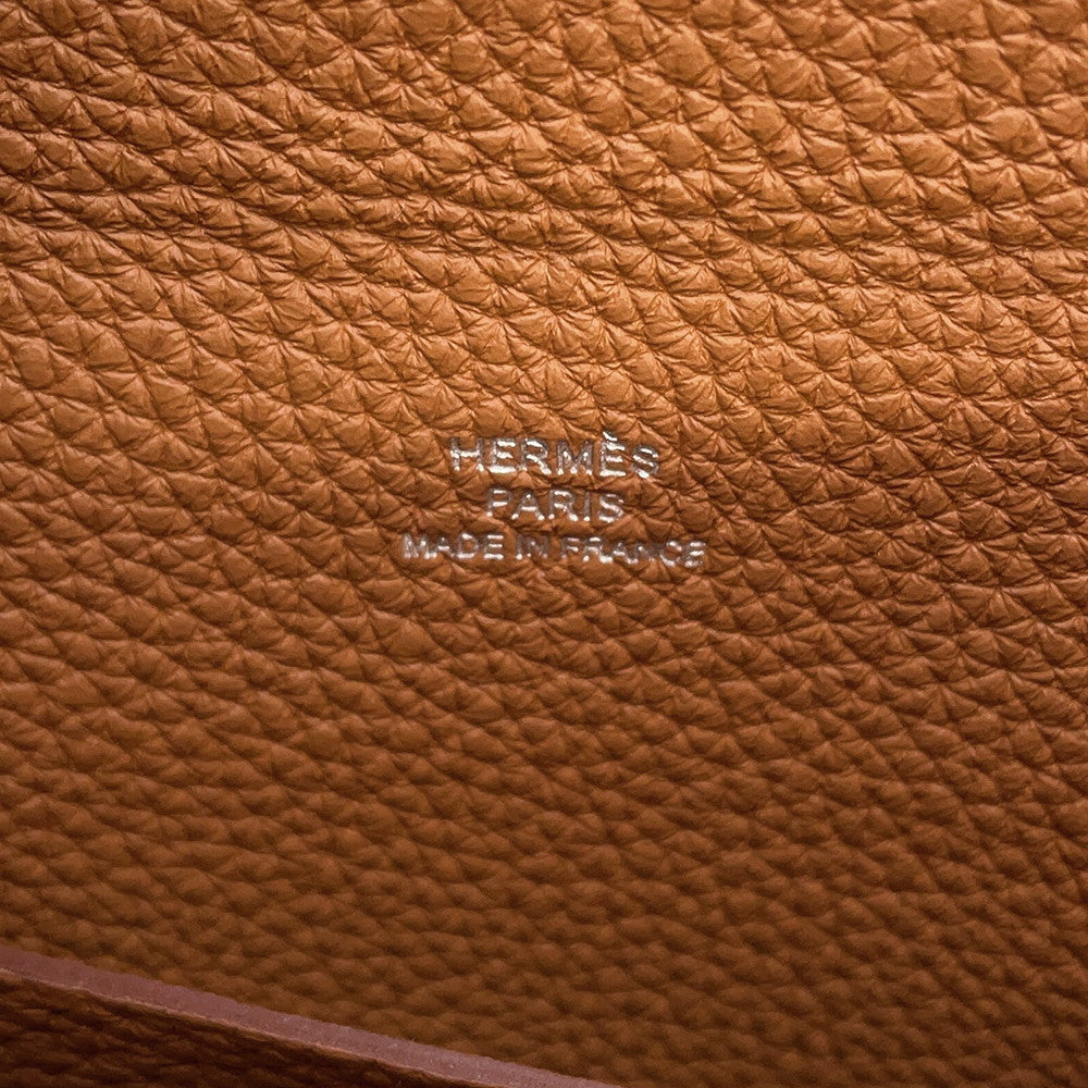 HERMES Videpoches Shoulder Bag Gold Togo Leather