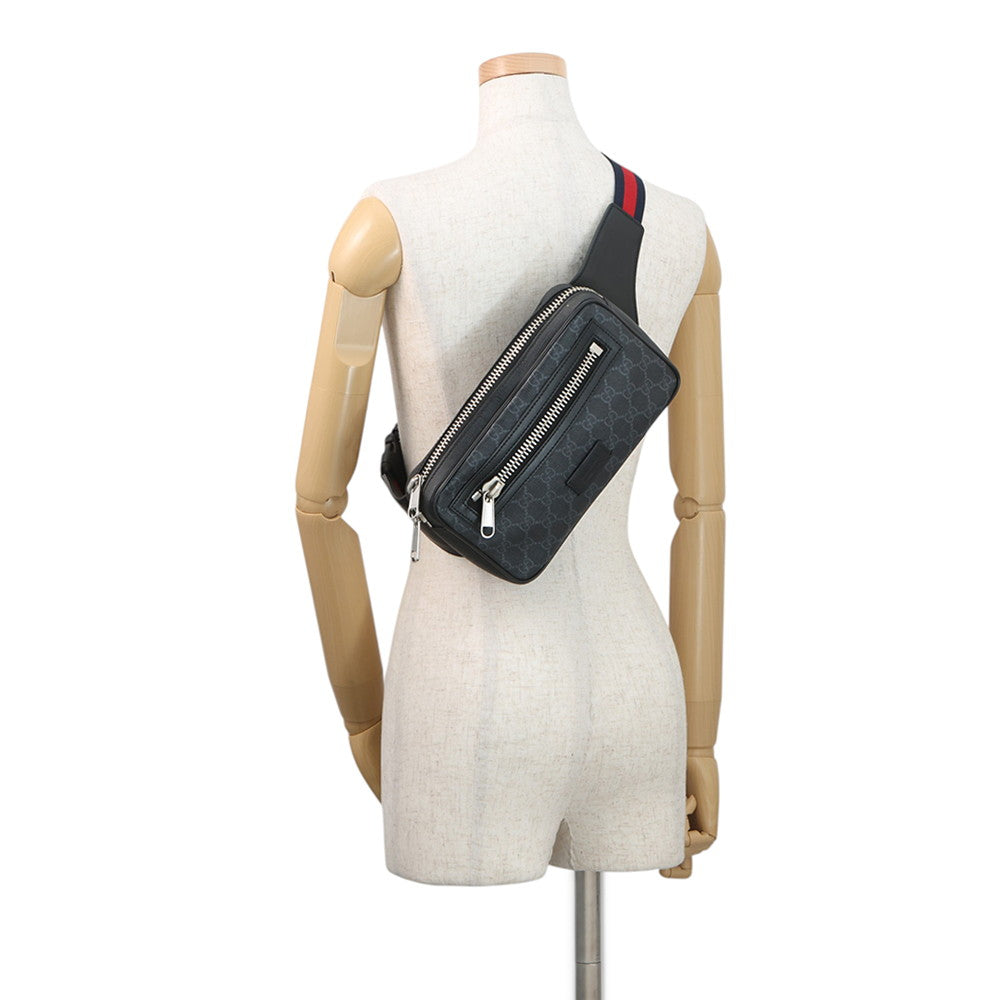 GUCCI Crossbody Bag Black/Gray/Red474293 GG Supreme