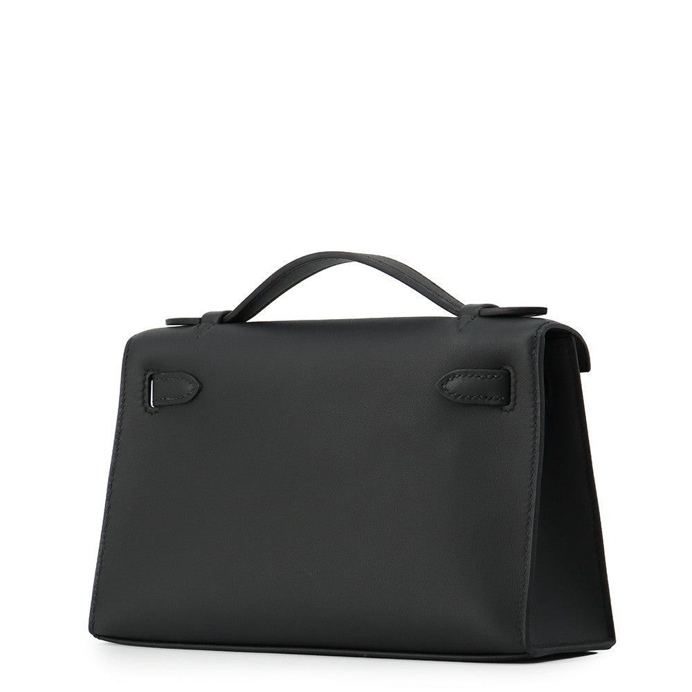 HERMES PochetteKelly Black Swift Leather