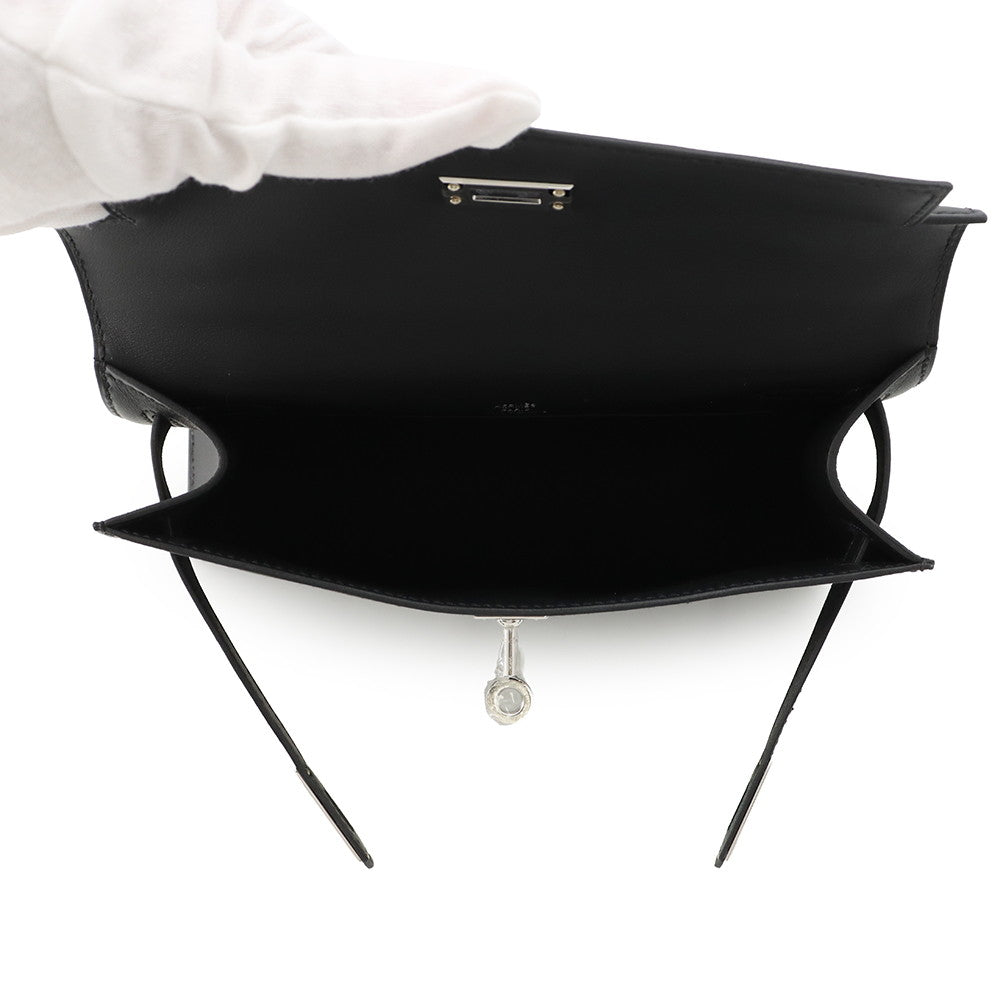 HERMES PochetteKelly Black Swift Leather