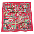 HERMES Giant Square LES TROPHEES Size 140 Red/Multicolor Cashmere Silk
