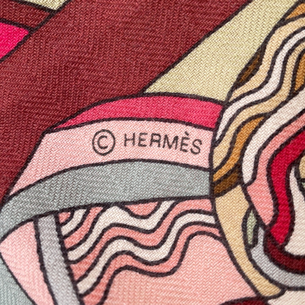 HERMES Giant Square LES TROPHEES Size 140 Red/Multicolor Cashmere Silk