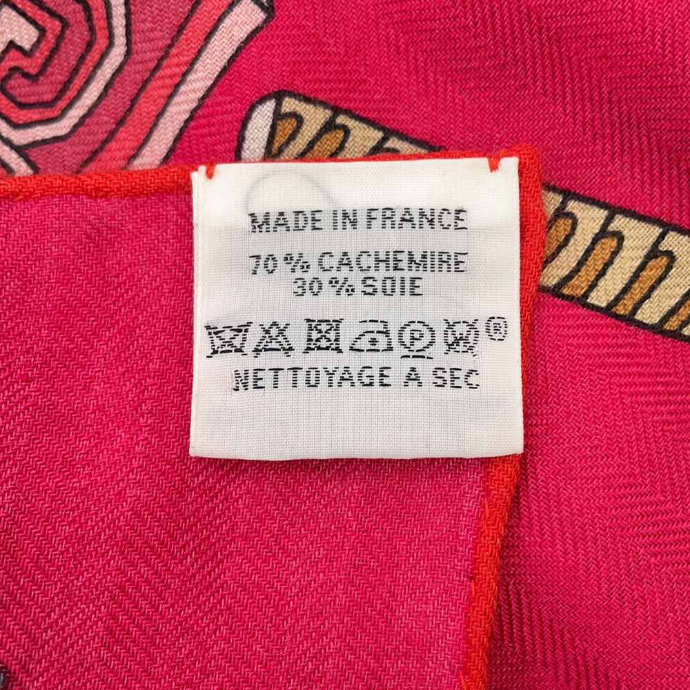 HERMES Giant Square LES TROPHEES Size 140 Red/Multicolor Cashmere Silk