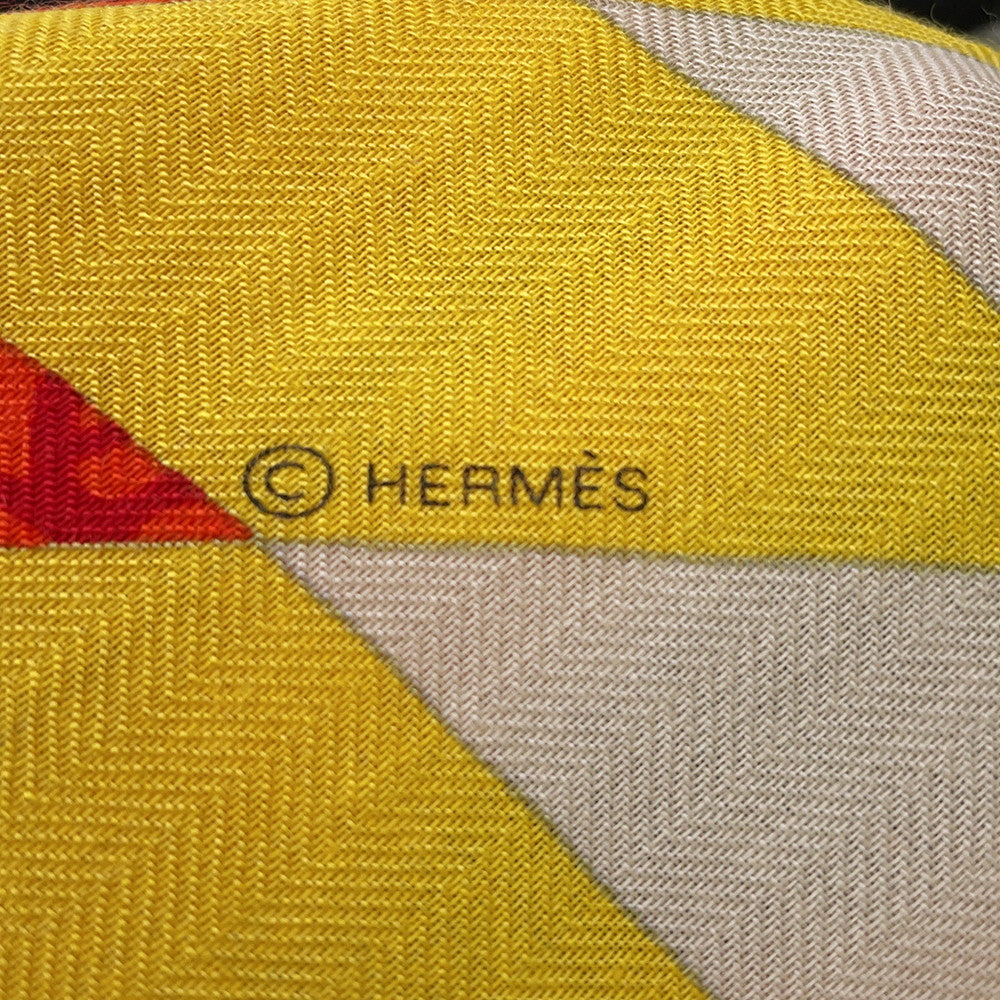HERMES Giant Square American Quilt Size 140 Black/Multicolor Cashmere70% Silk30%