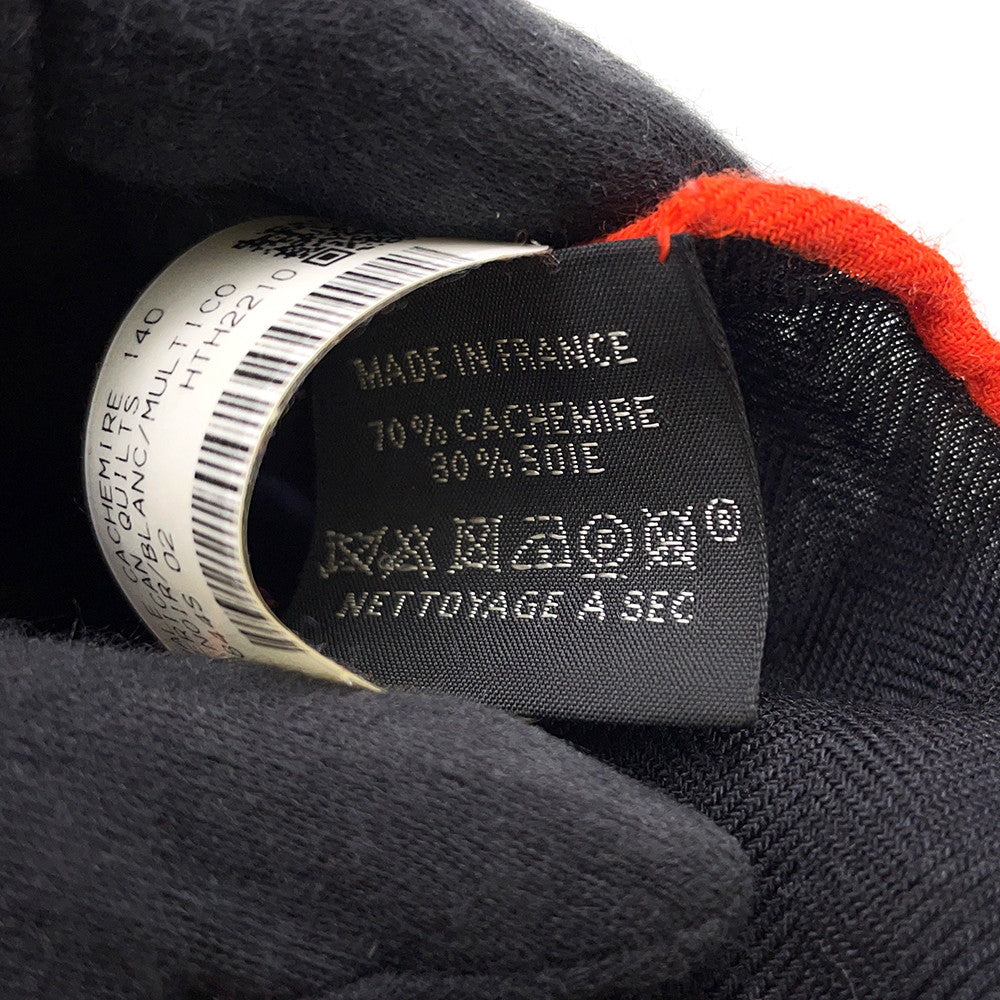 HERMES Giant Square American Quilt Size 140 Black/Multicolor Cashmere70% Silk30%