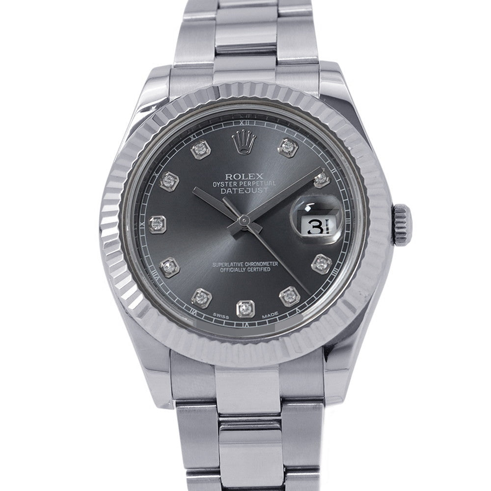 ROLEX Datejust W41mm Stainless Steel K18WG Gray Dial116334G