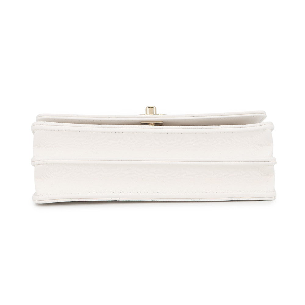 CHANEL Matelasse Top Handle Chain Wallet White Caviar Leather