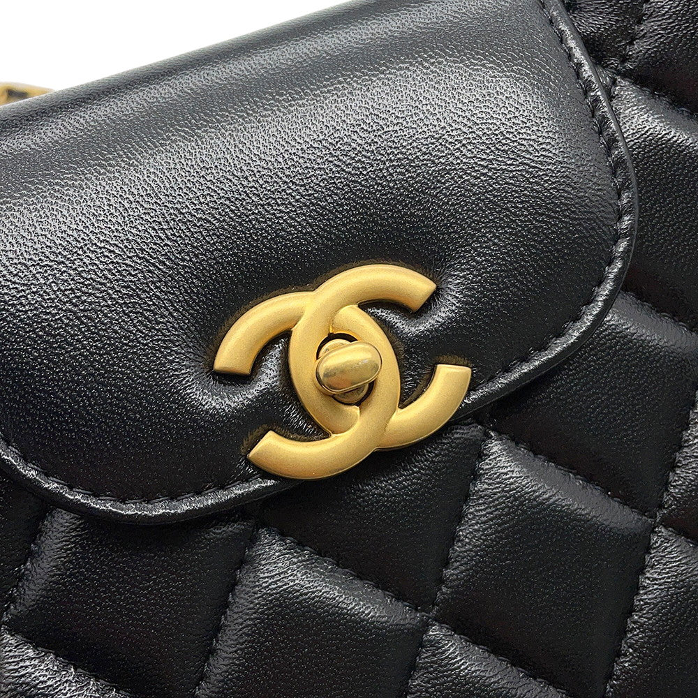 CHANEL Matelasse Mini Shopping Bag BlackAS4416 Leather