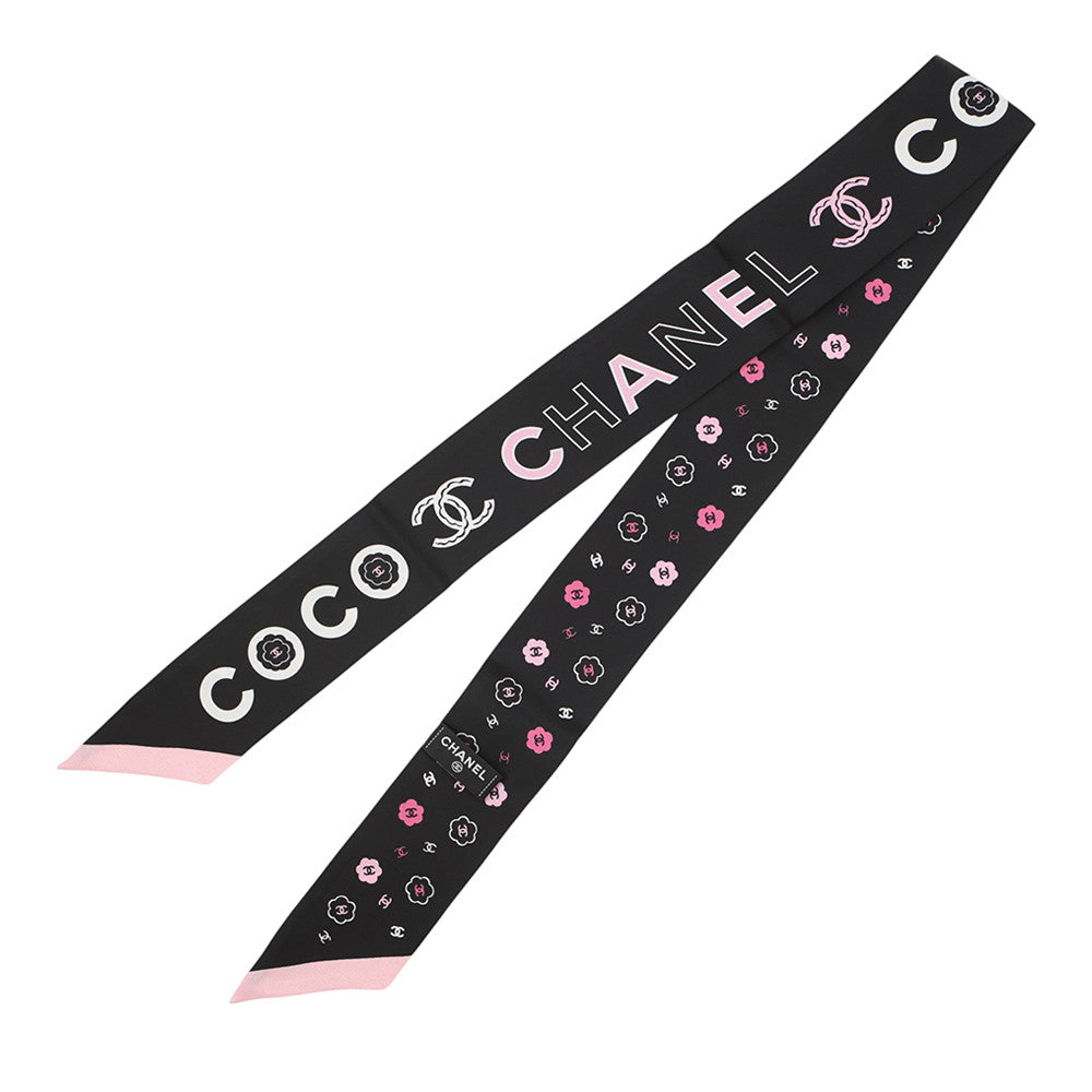 CHANEL CHANEL Scarf Black/Pink/White Silk100%