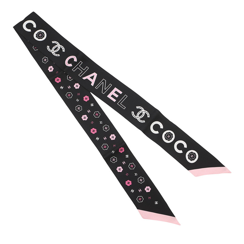 CHANEL CHANEL Scarf Black/Pink/White Silk100%