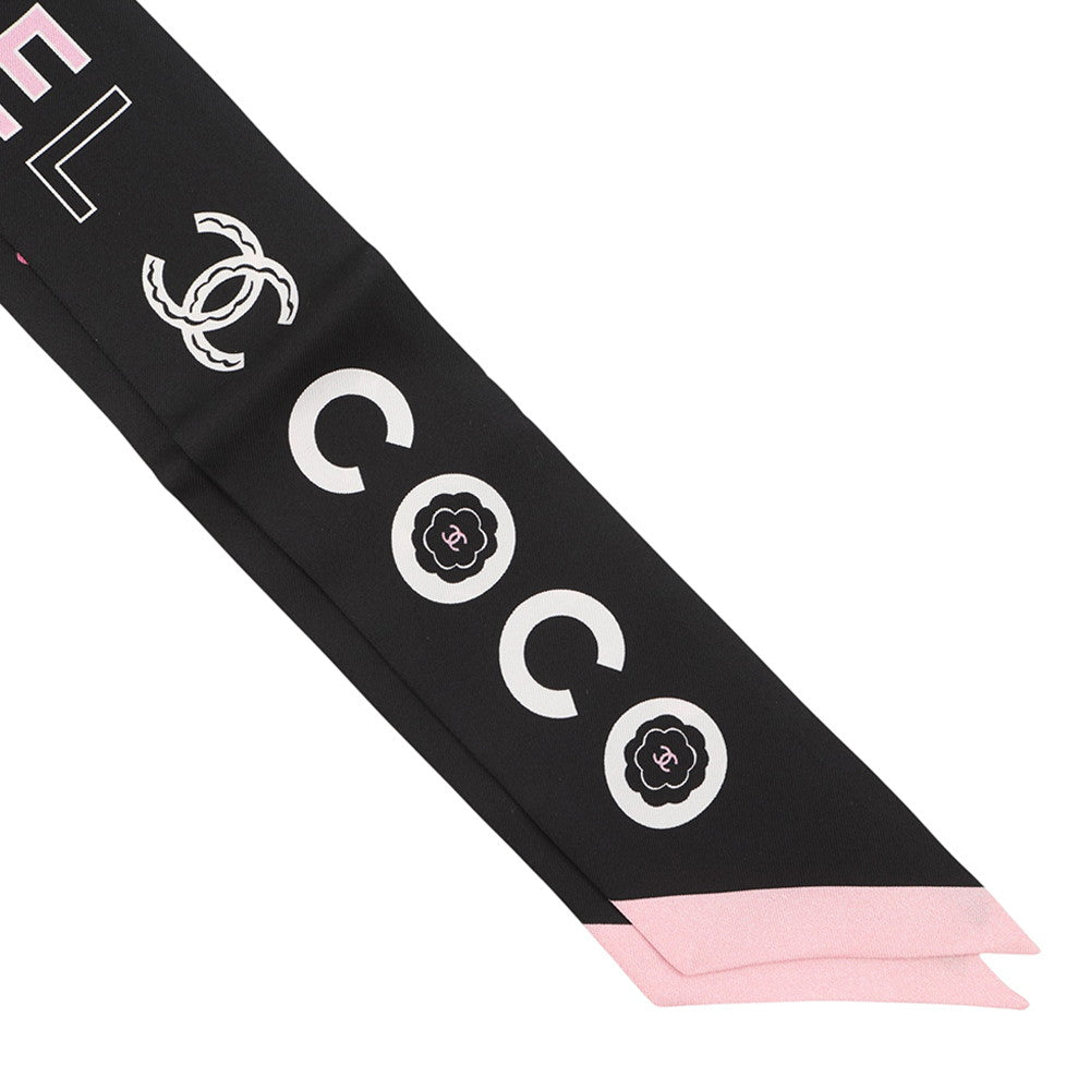 CHANEL CHANEL Scarf Black/Pink/White Silk100%