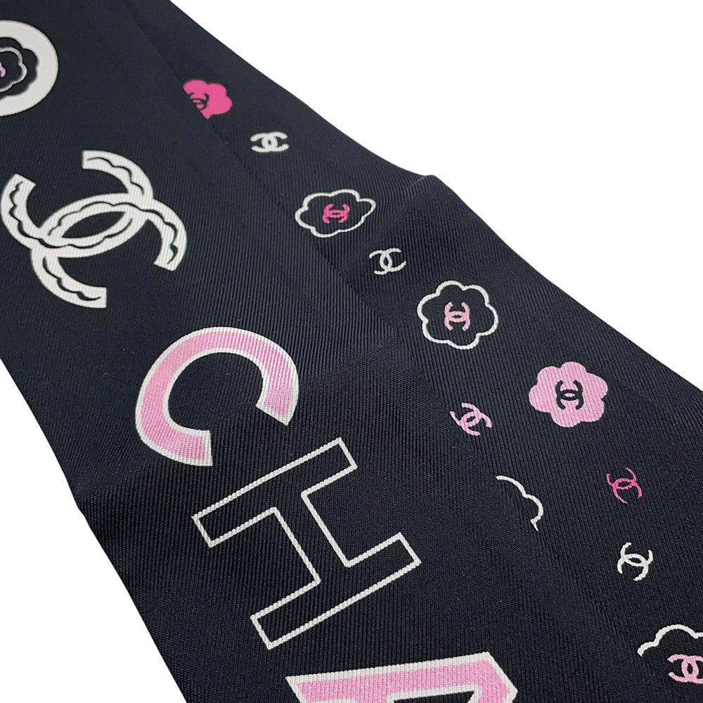 CHANEL CHANEL Scarf Black/Pink/White Silk100%