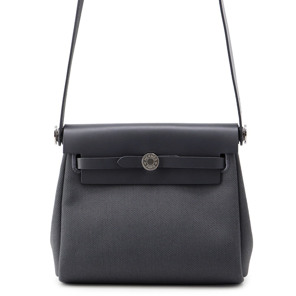 HERMES Herbag zip Ardoise Toile Military Vache Hunter Leather Size Mini