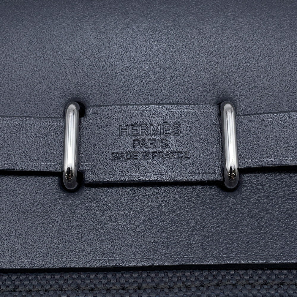 HERMES Herbag zip Ardoise Toile Military Vache Hunter Leather Size Mini
