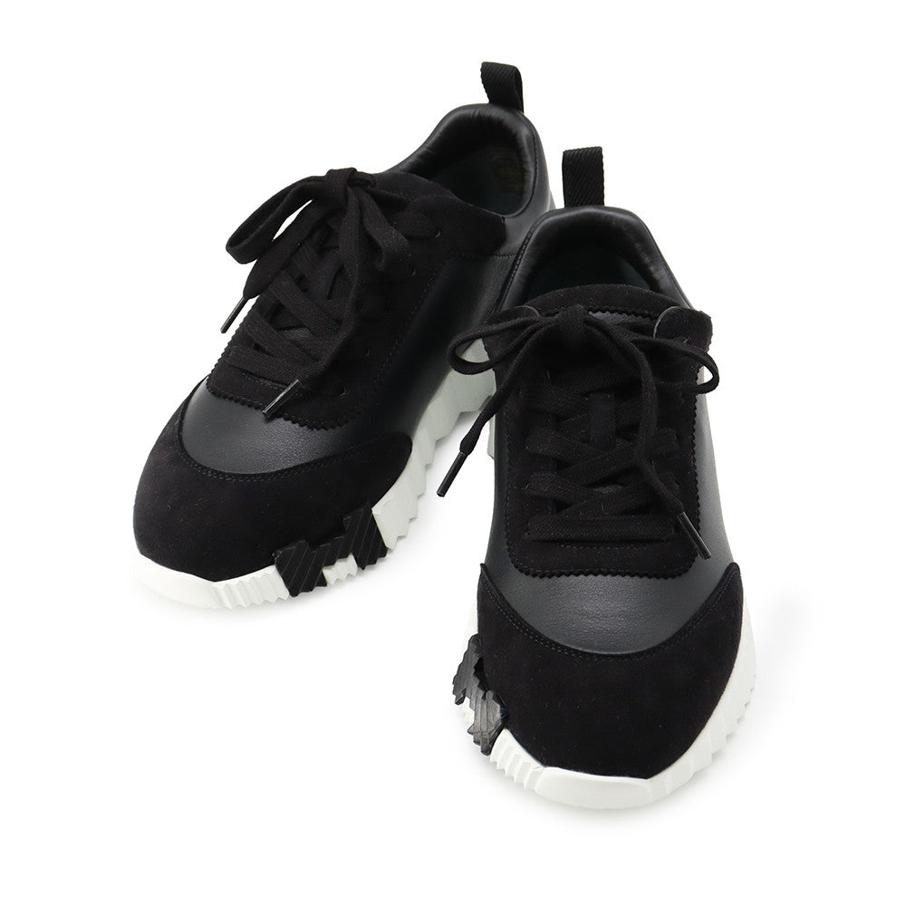 HERMES Bounce Sneakers Black/White Suede leather Size 37